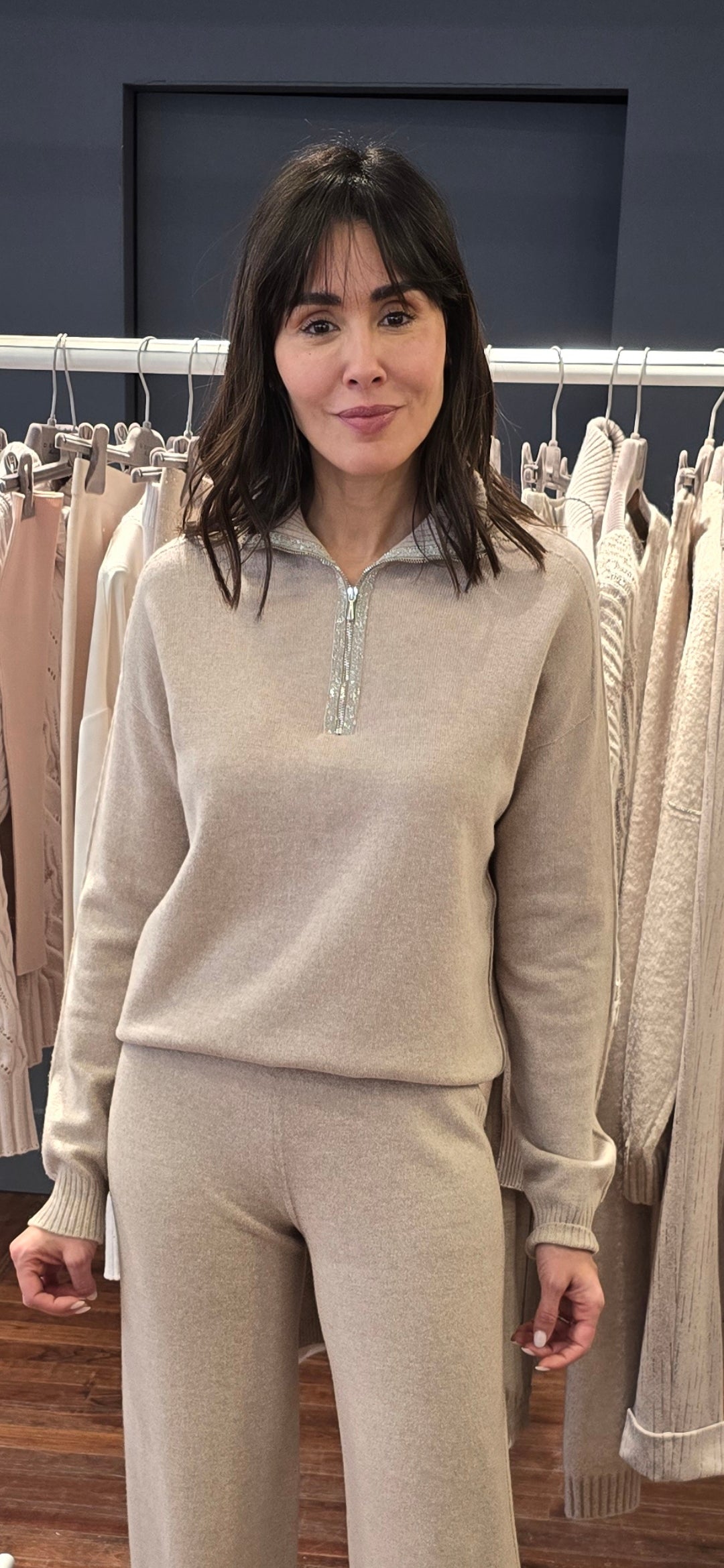 Half zip sweater with chain detail