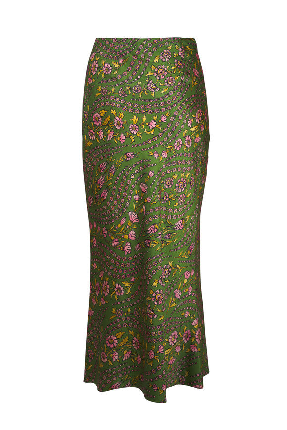 Clover Floral Silk Blend Skirt inn Lemongrass