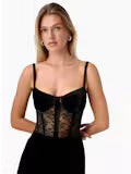 VALENTYNA VELVET CORSET BODYSUIT BLACK