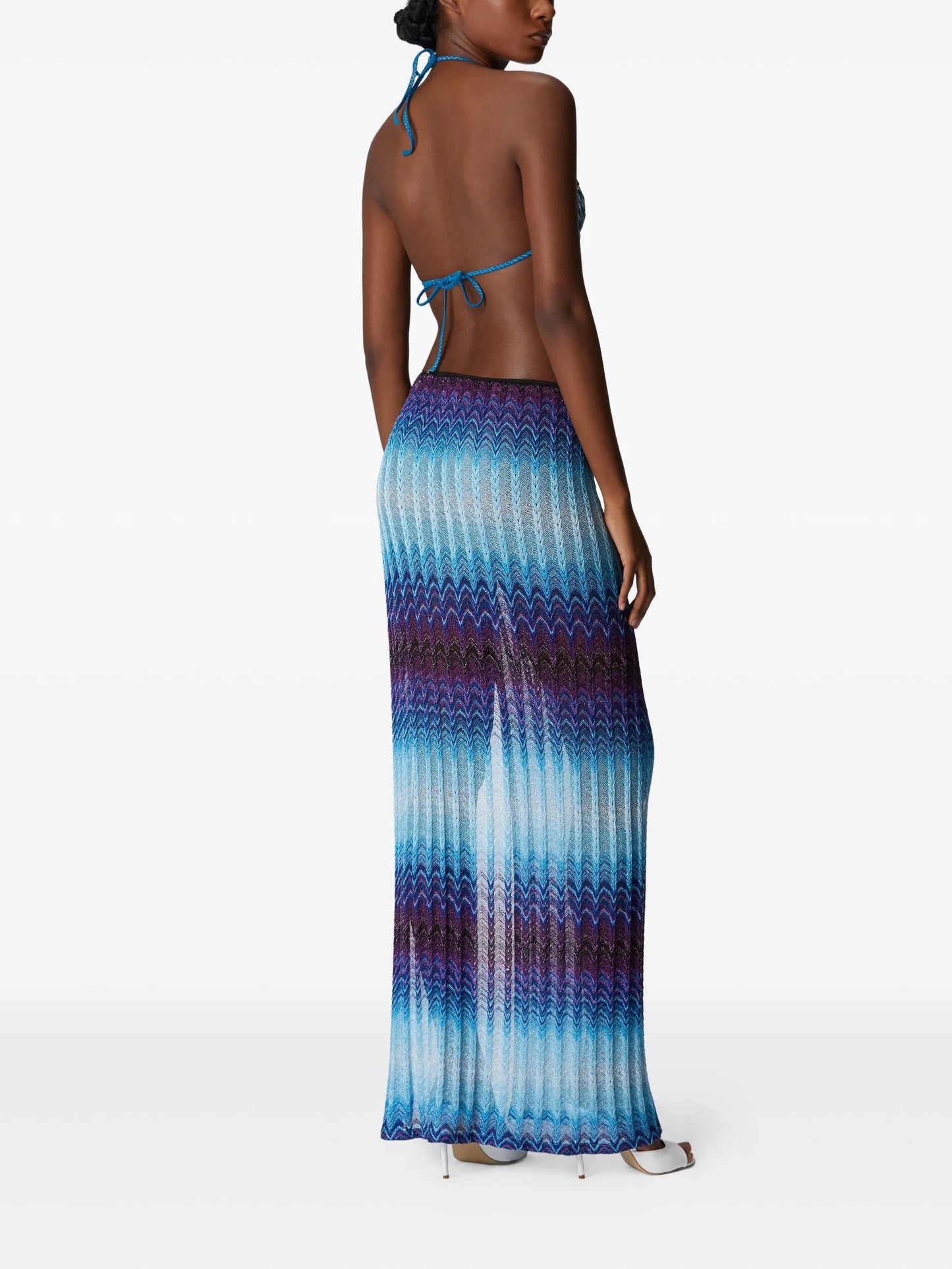 Zigzag-pattern maxi skirt