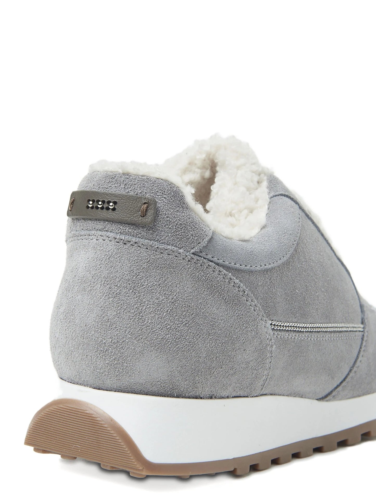 Suede shearling-trim sneakers