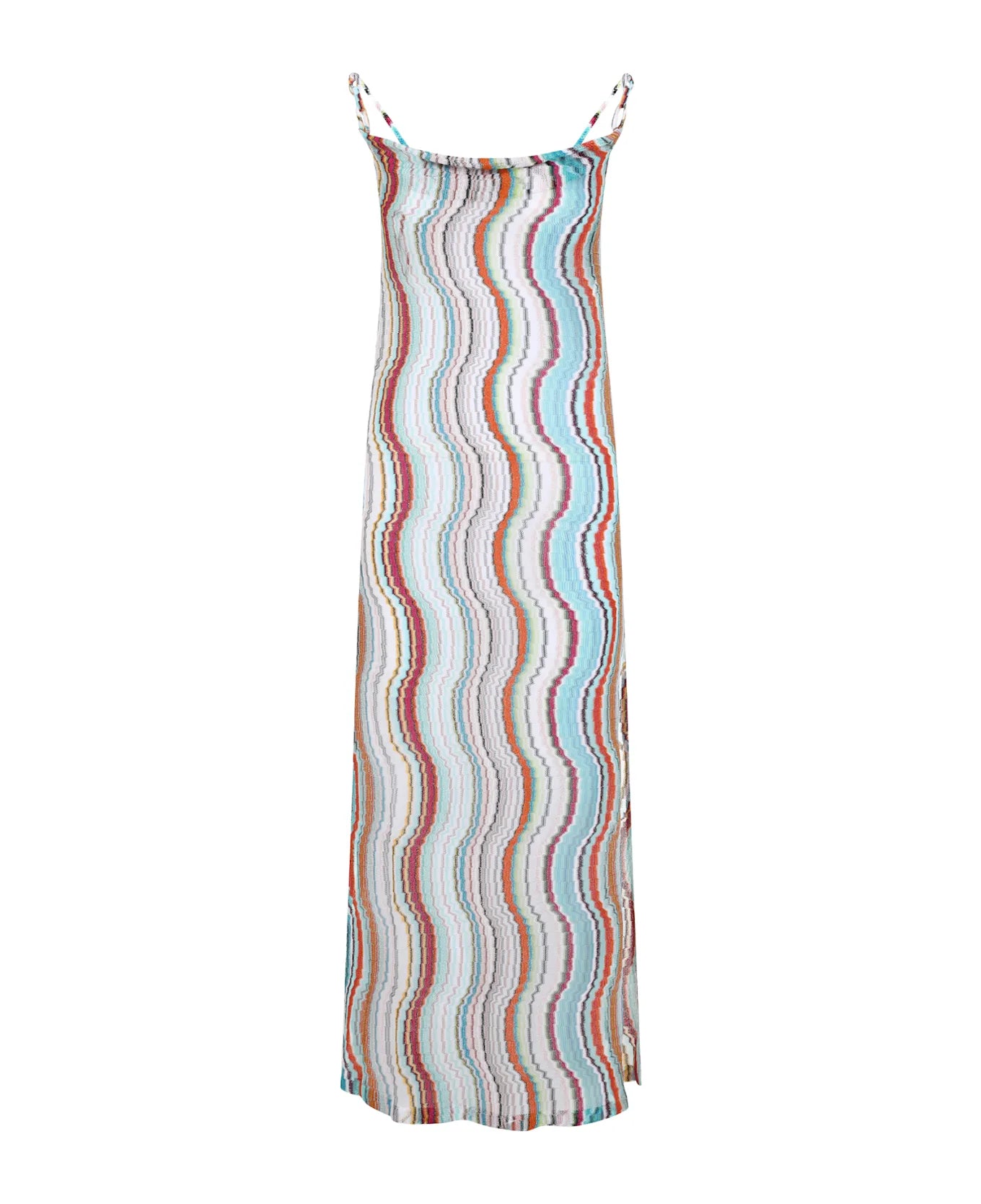 Draped metallic crochet-knit maxi dress