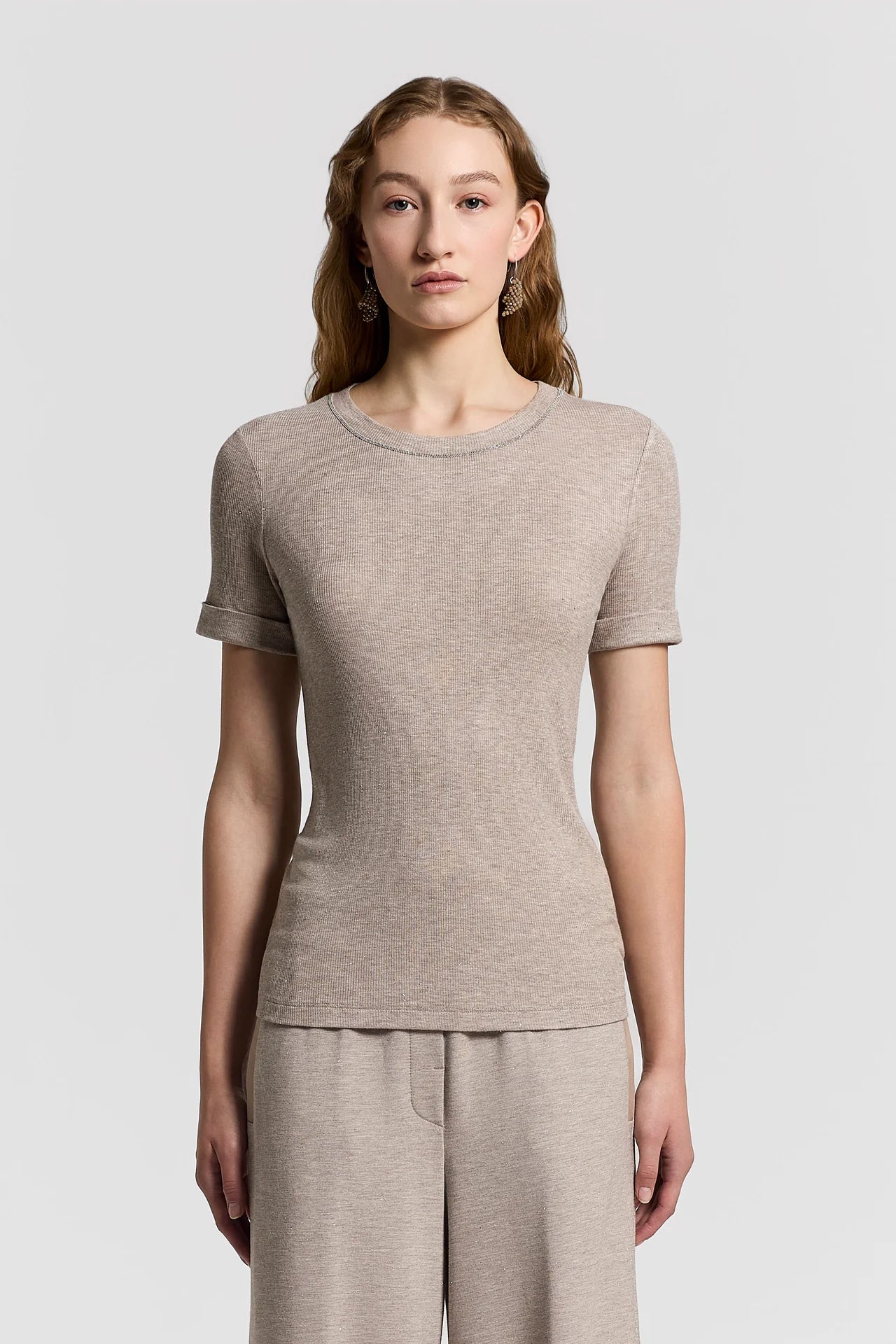 Micro-rib cotton T-shirt