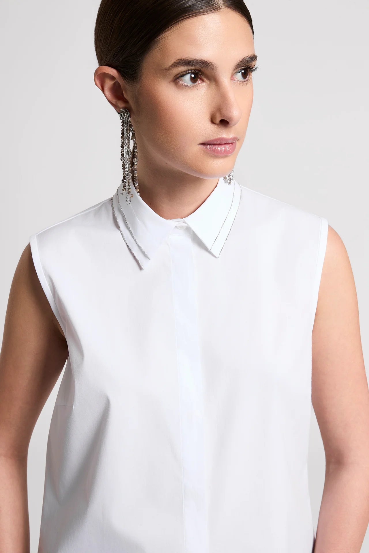 Stretch cotton shirt top