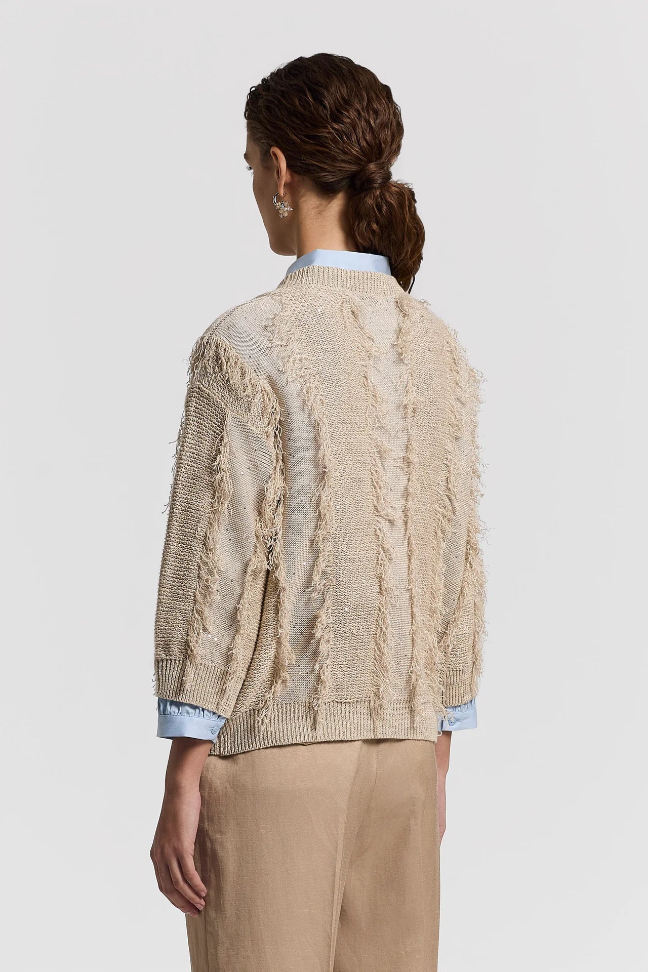 Sequinned cotton/linen-yarn sweater