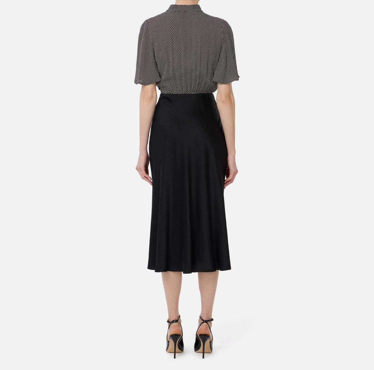 Dress in georgette fabric with polka dot print