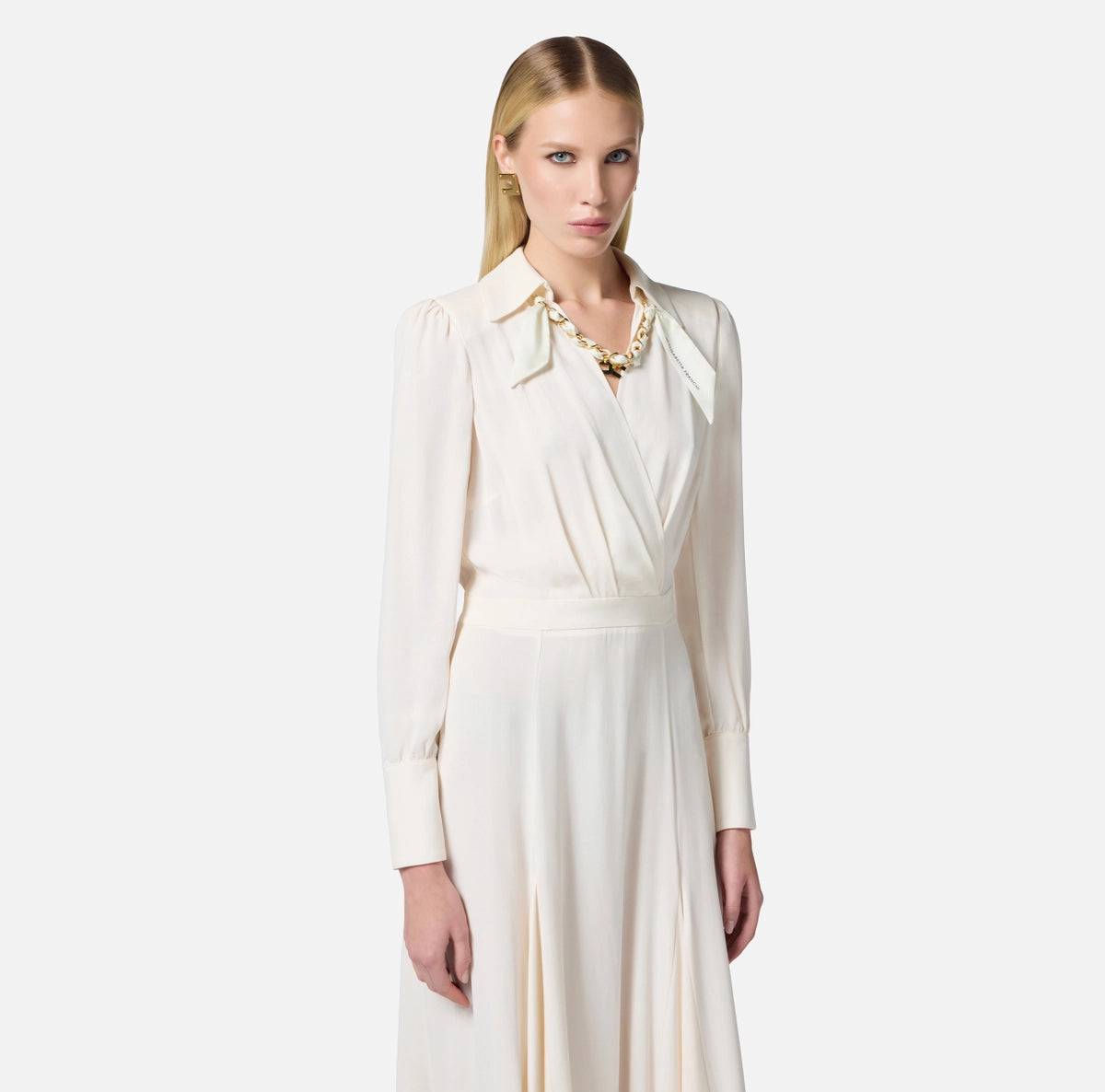 Dress in georgette fabric with jewel foulard scarf