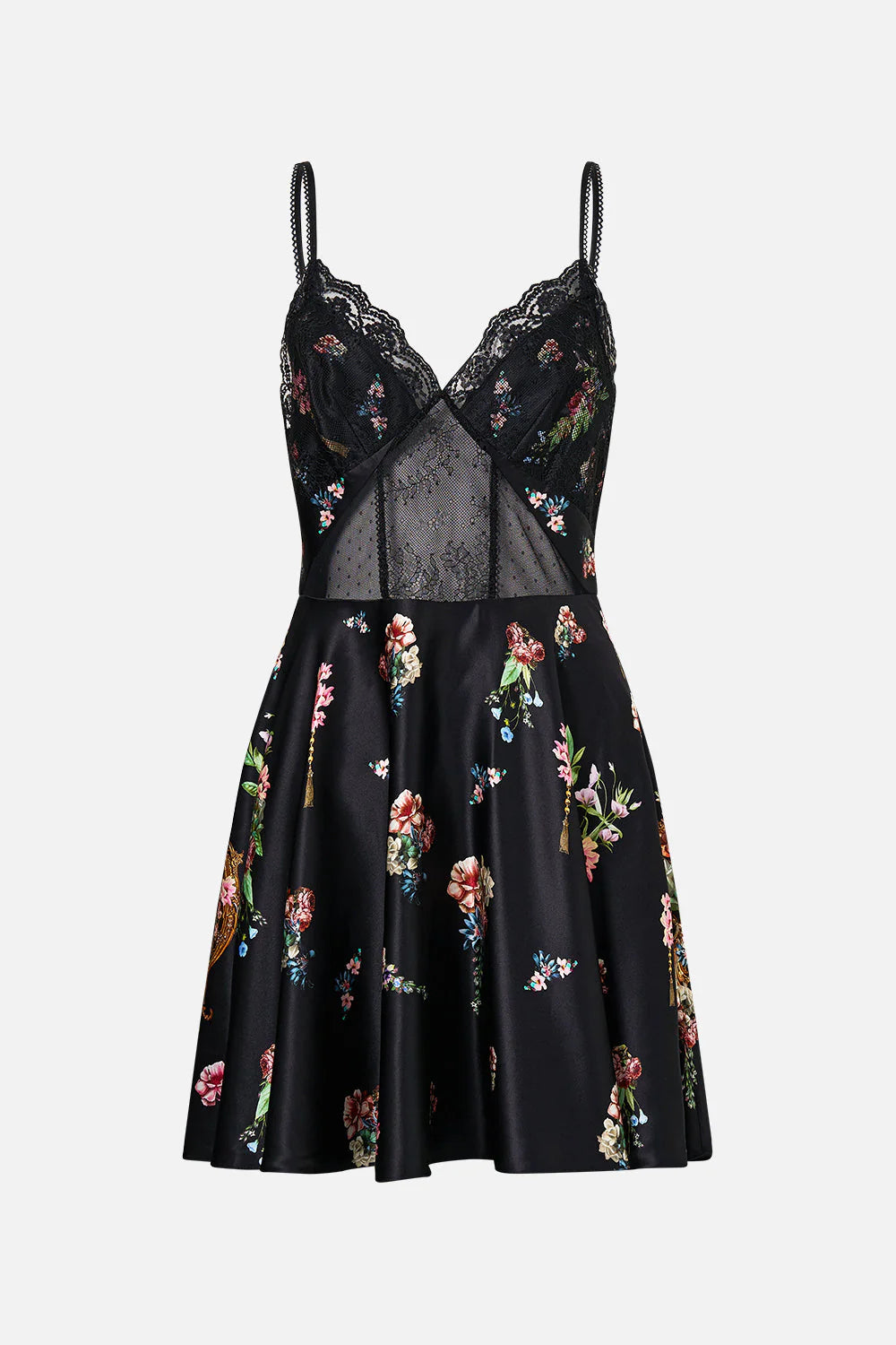SPLICED LACE MINI DRESS