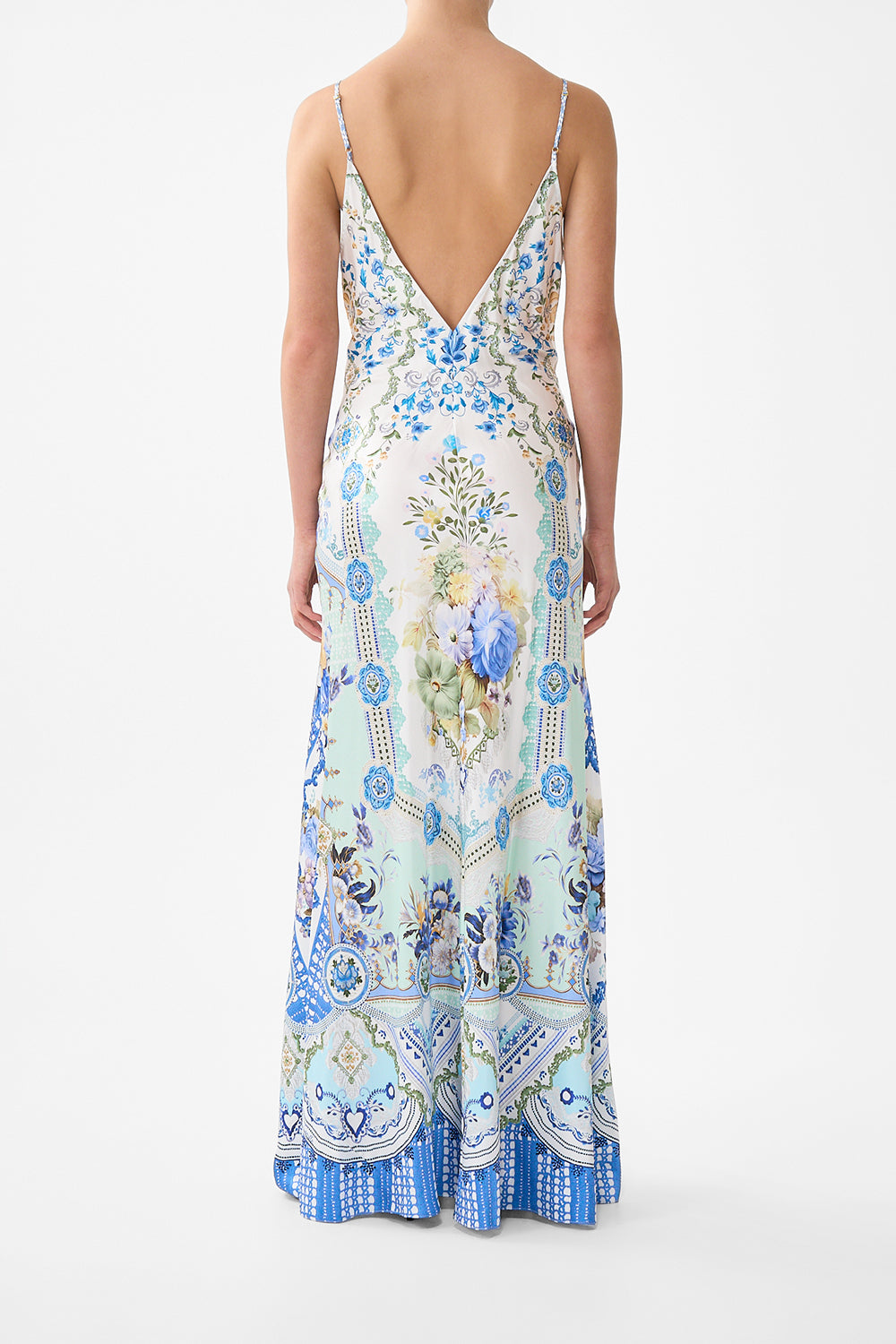 V NECK FULL LENGTH BIAS SLIP DRESS