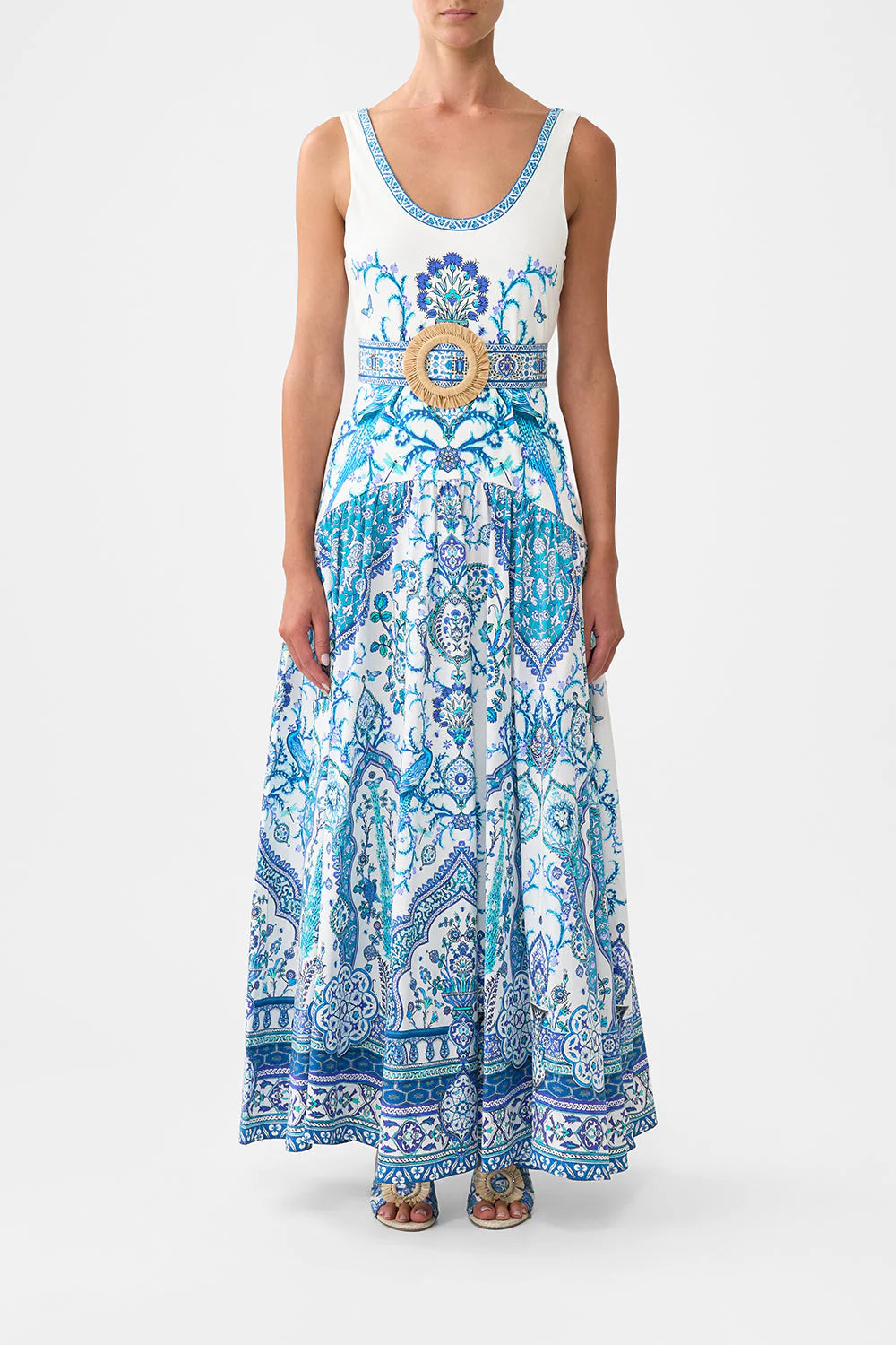 CAMILLA | Jersey Tank Dress with Contrast Skirt Isnik Lullaby, XS White | Isnik Lullaby | SIGNATURE DESIGNS CAMILLA | Jersey Tank Dress with Contrast Skirt Isnik Lullaby, XS White | Isnik Lullaby | SIGNATURE DESIGNS