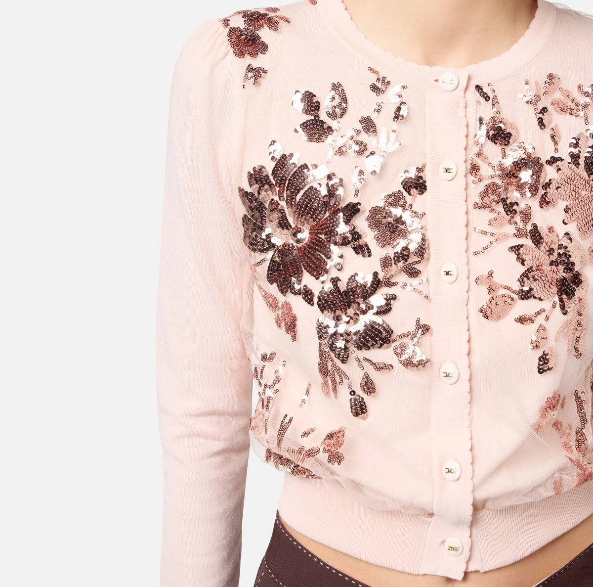 Cotton cardigan with embroidered sequins