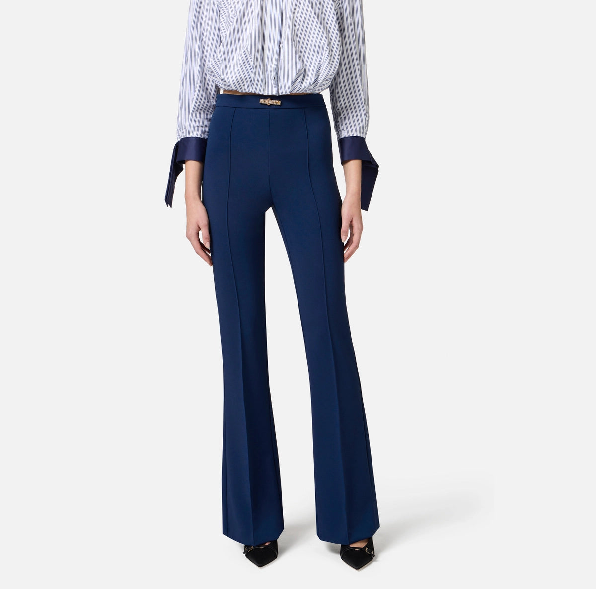 Lightweight double-layer crêpe bell-bottom trousers
