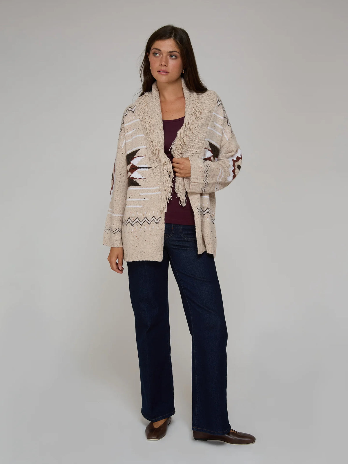 Southwest Fringed Shawl Collar Throw
