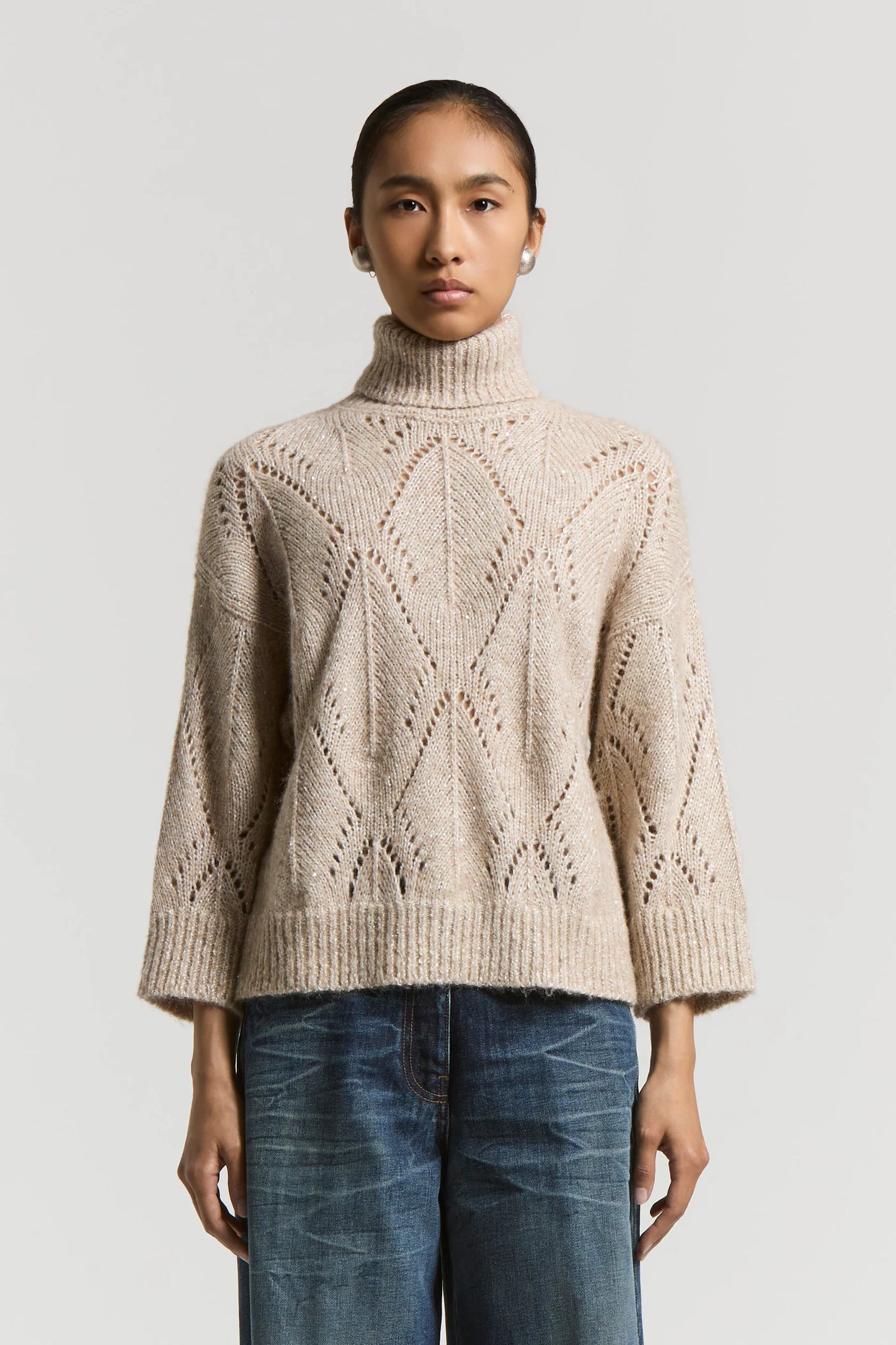 Alpaca-blend polo-neck jumper
