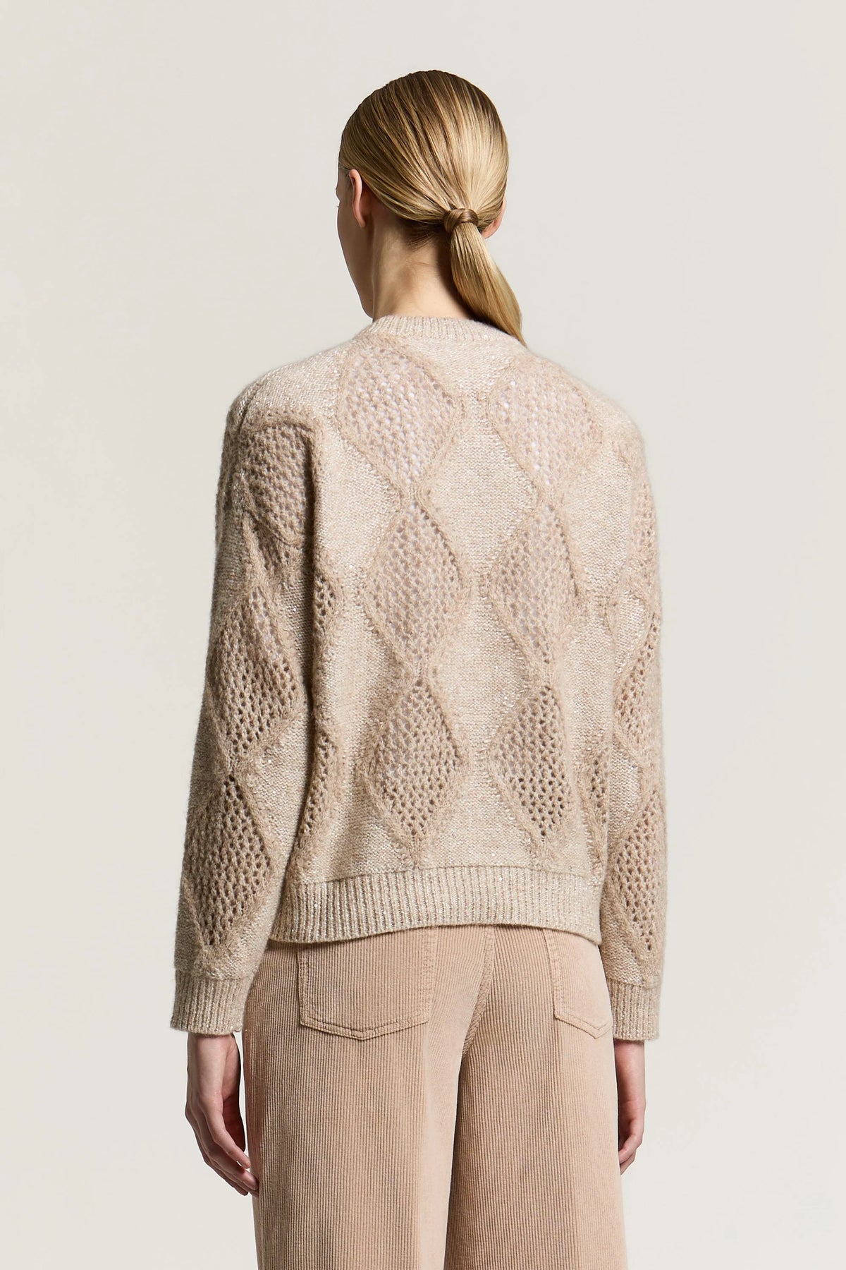 Wool, cotton and alpaca sweater with diamond detailing