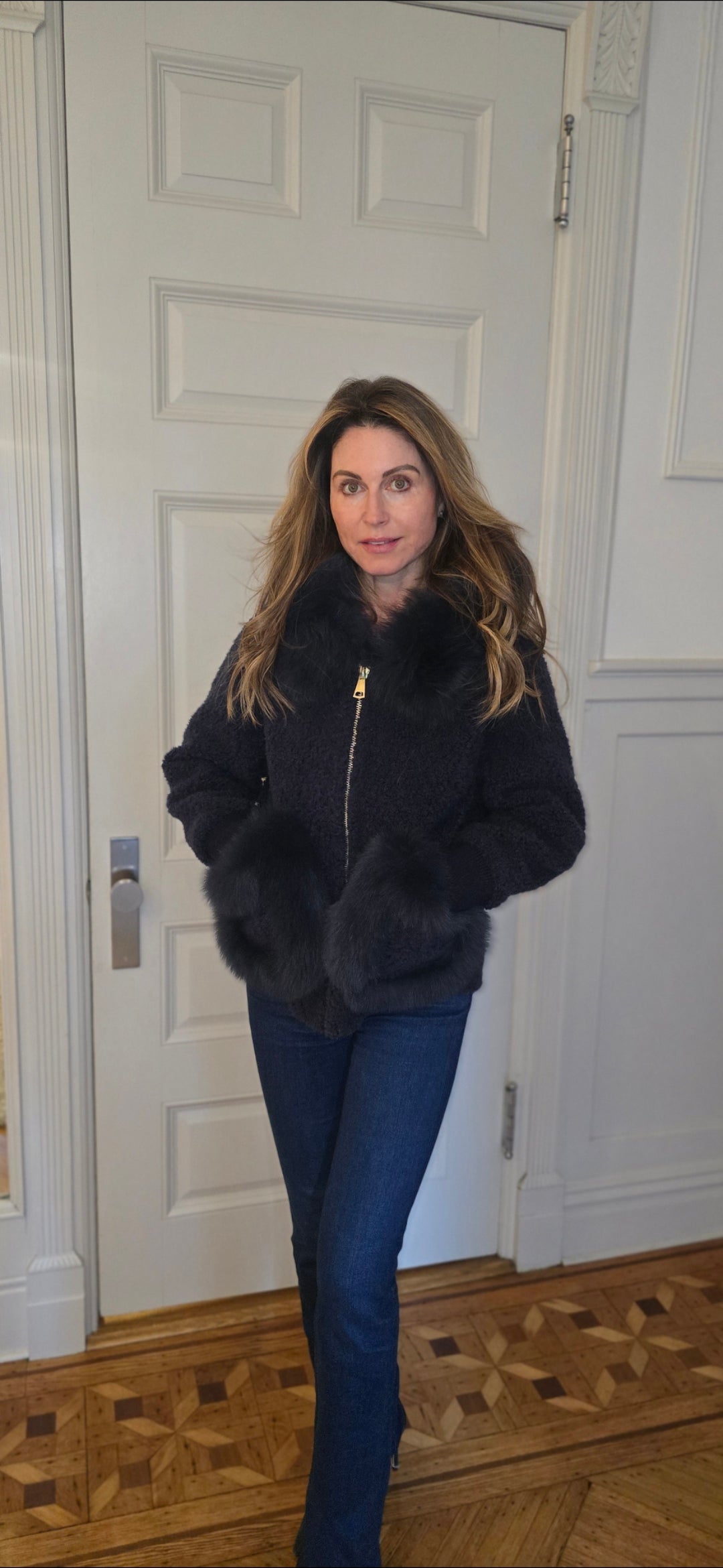 Shearling and Fox Fur Hooded Teddy Coat