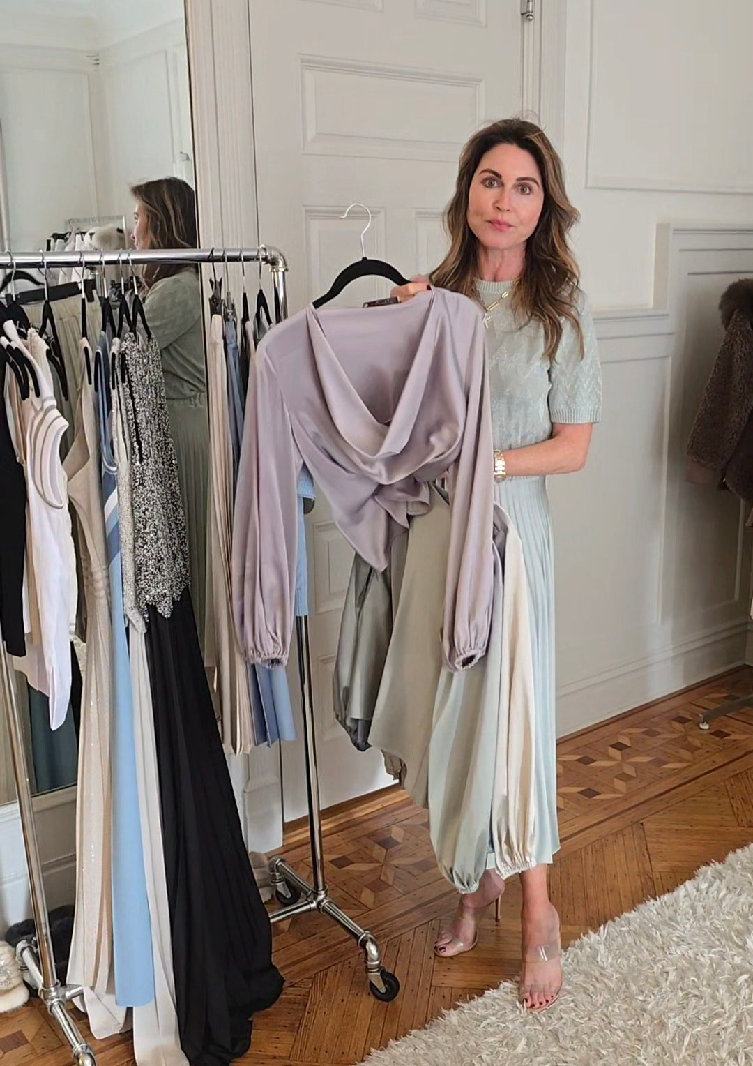 Silk cow neck top