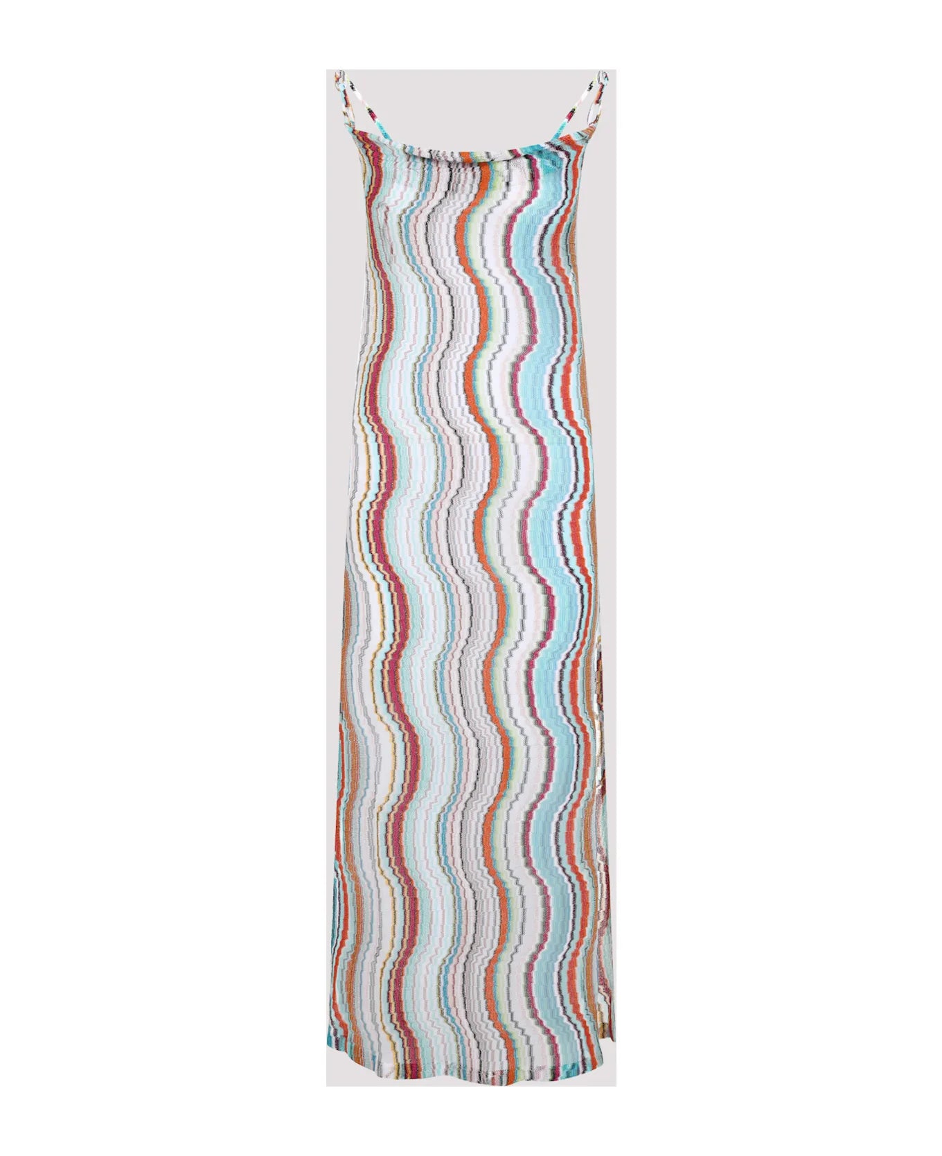 Draped metallic crochet-knit maxi dress
