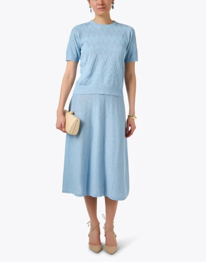 Short sleeve sweater with chevron print