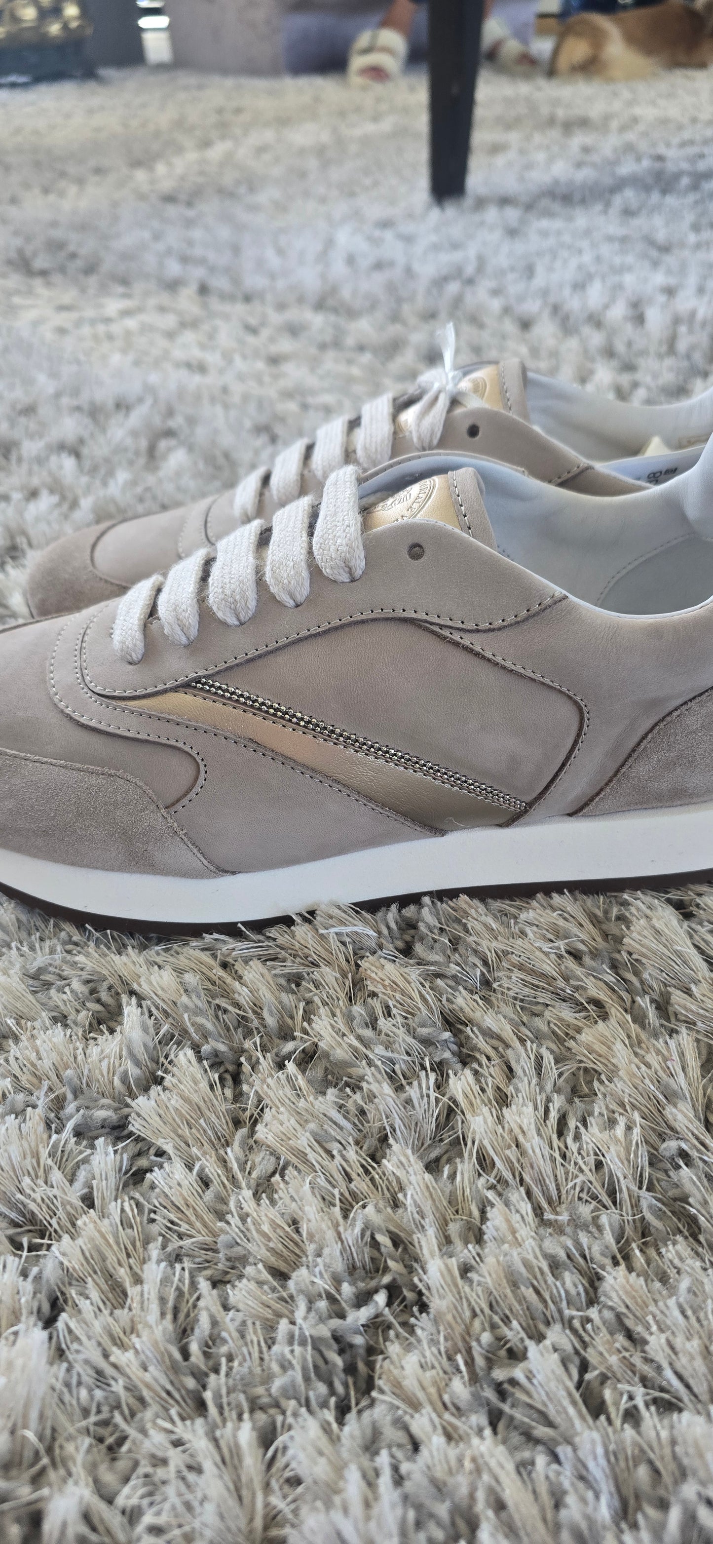 Suade embellished taupe sneakers