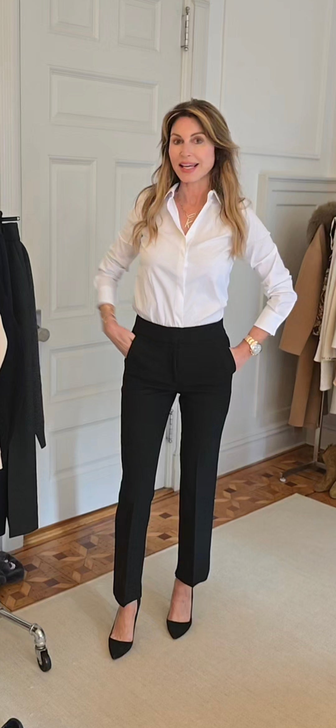 Stretch cotton poplin shirt with jersey back