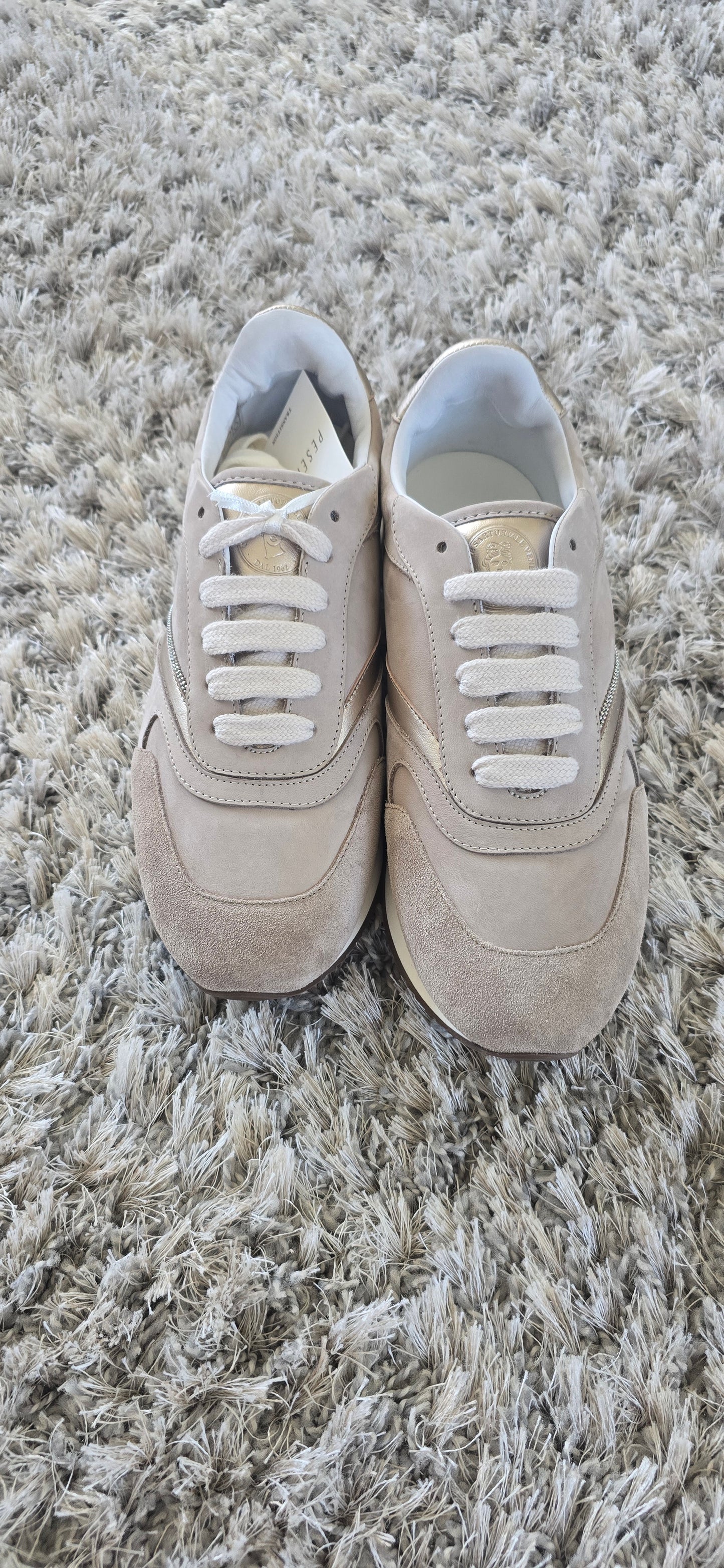 Suade embellished taupe sneakers