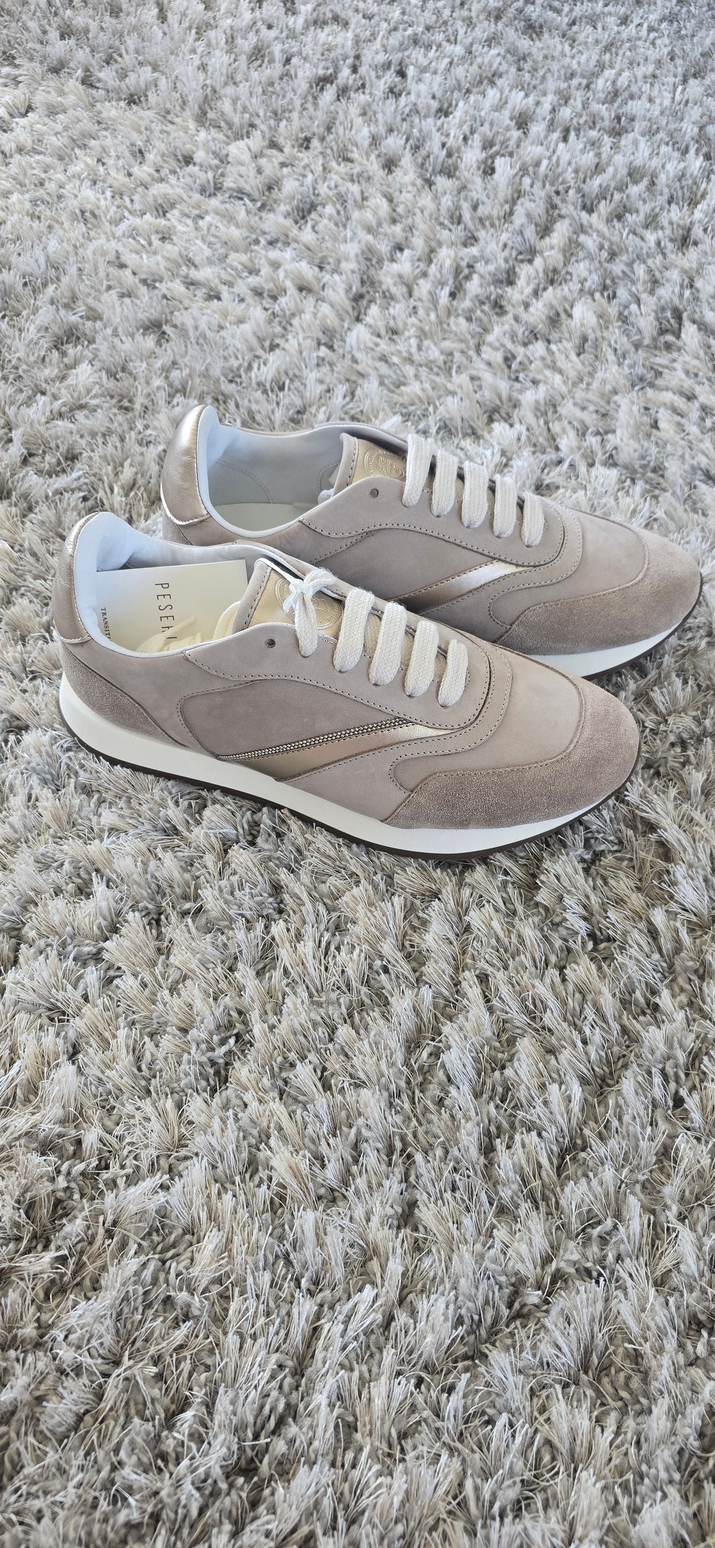 Suade embellished taupe sneakers