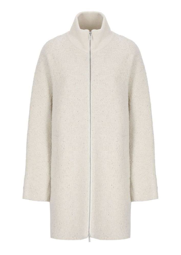 Wool and baby alpaca coat with sequins