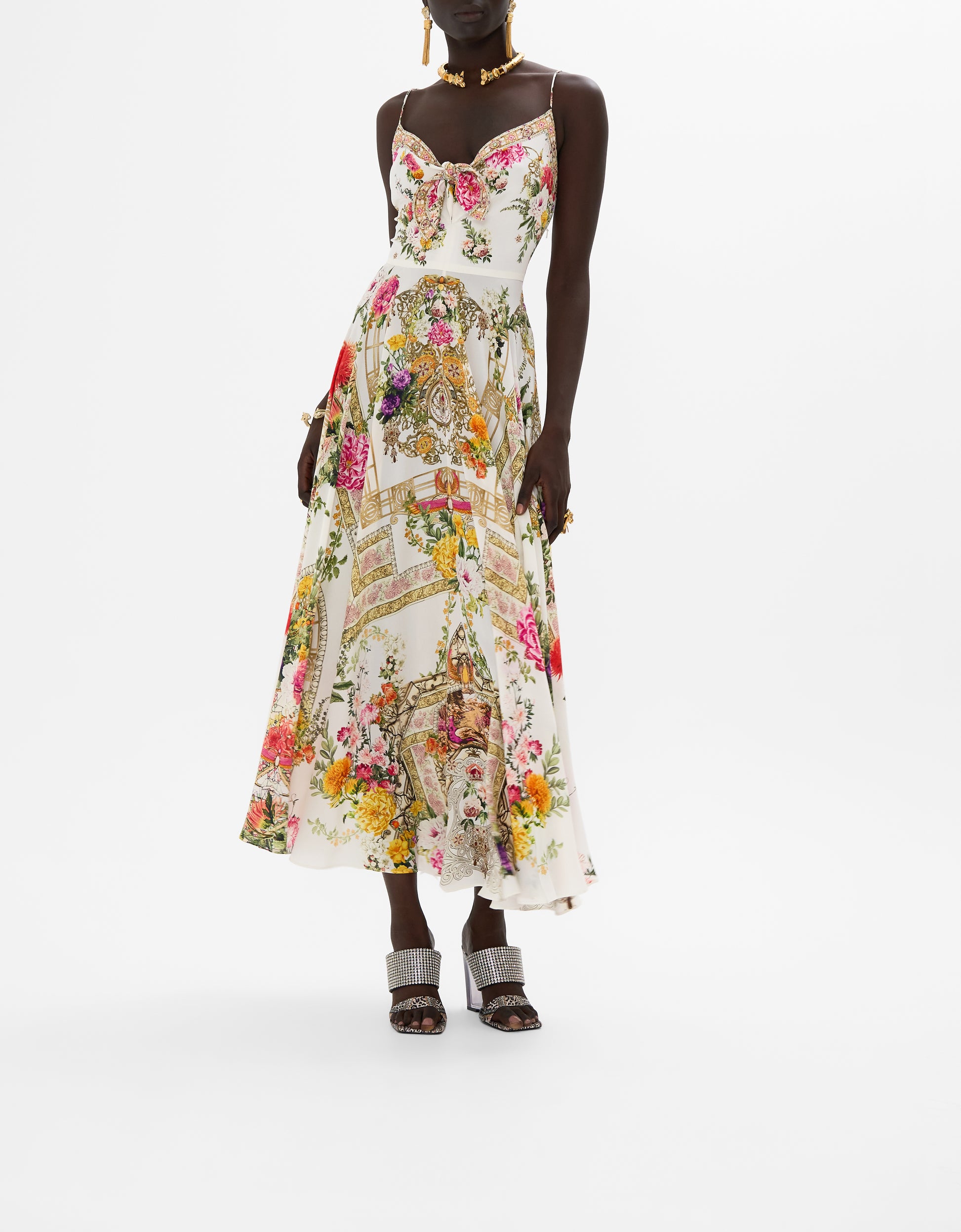 LONG DRESS WITH TIE FRONT - Curated By Club Priv LONG DRESS WITH TIE FRONT - Curated By Club Priv
