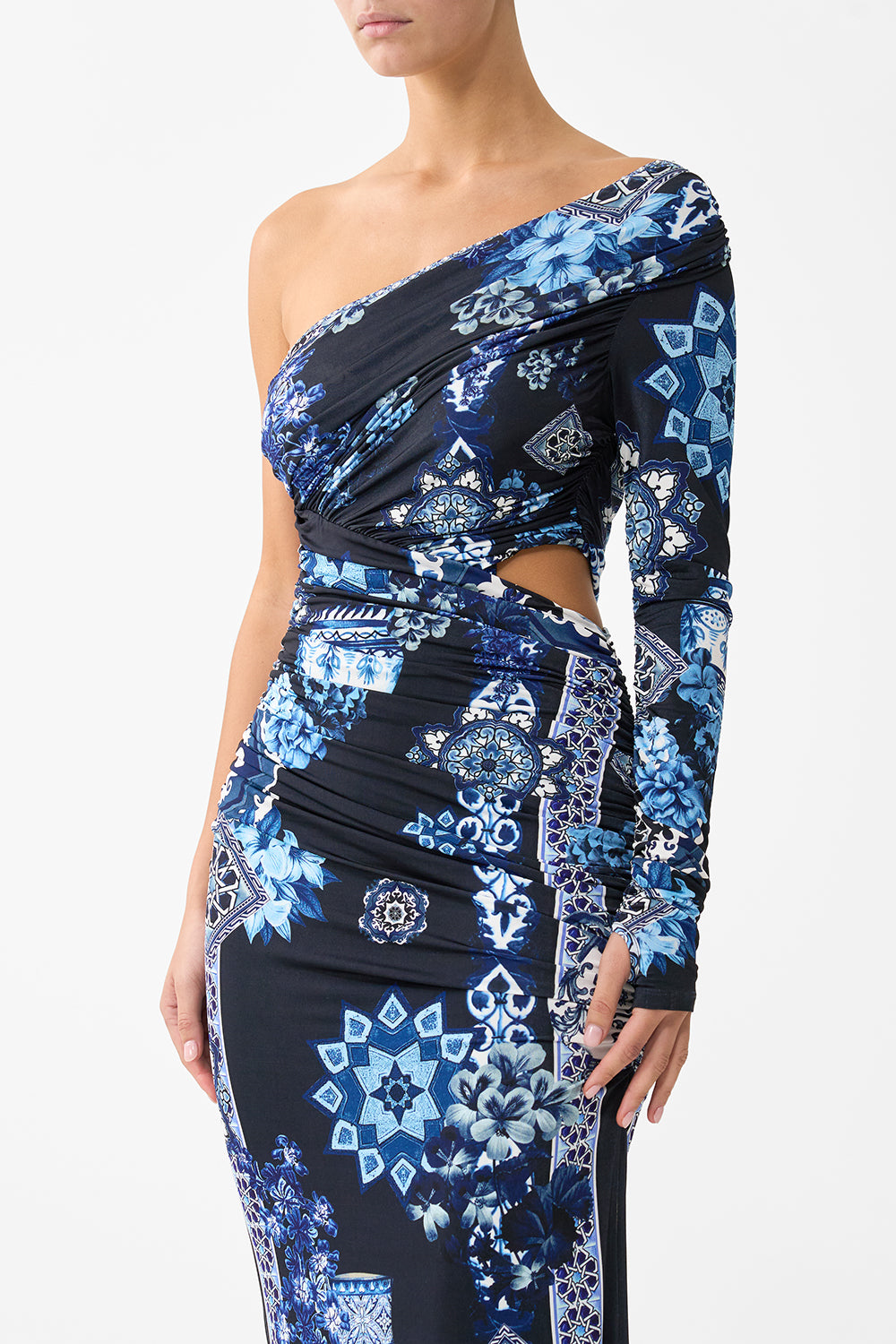 ONE SHOULDER JERSEY CUT OUT DRESS