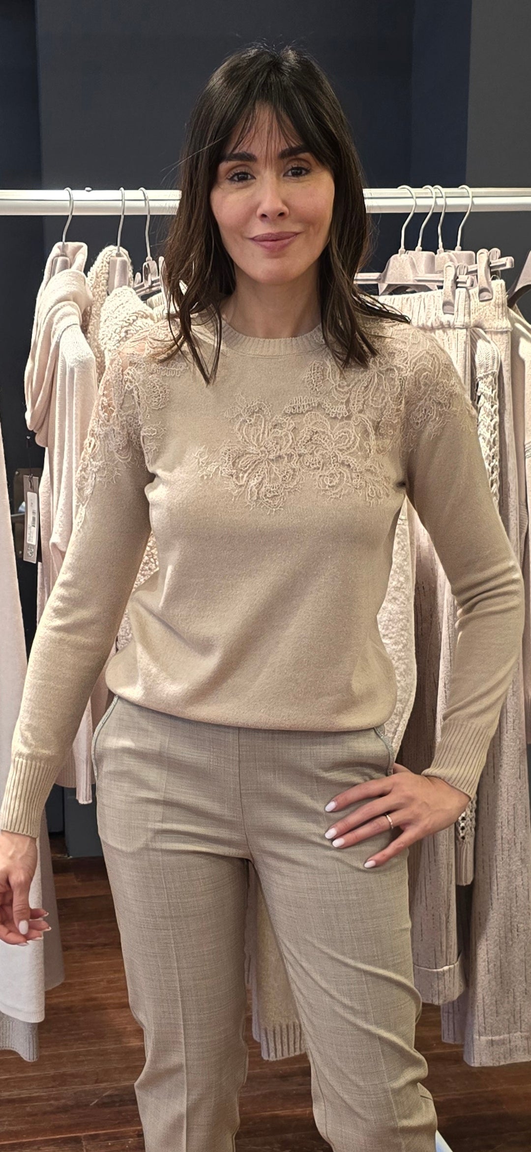 Sweater with lace detail