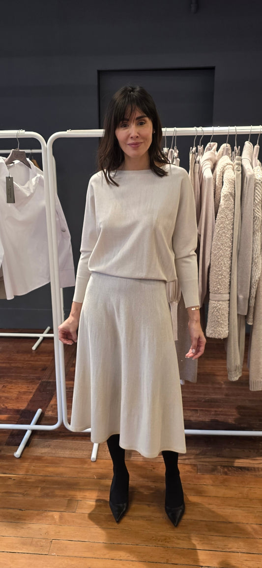 Boat neck sweater with lurex detail