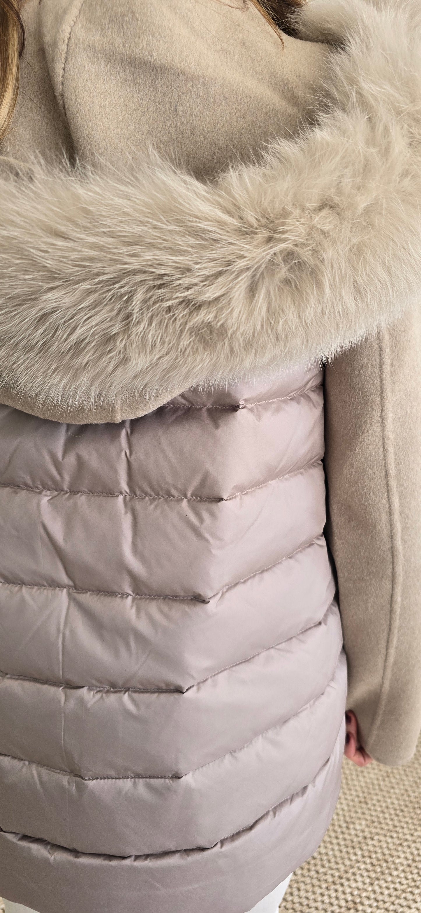 Cashmere and nylon jacket with hood