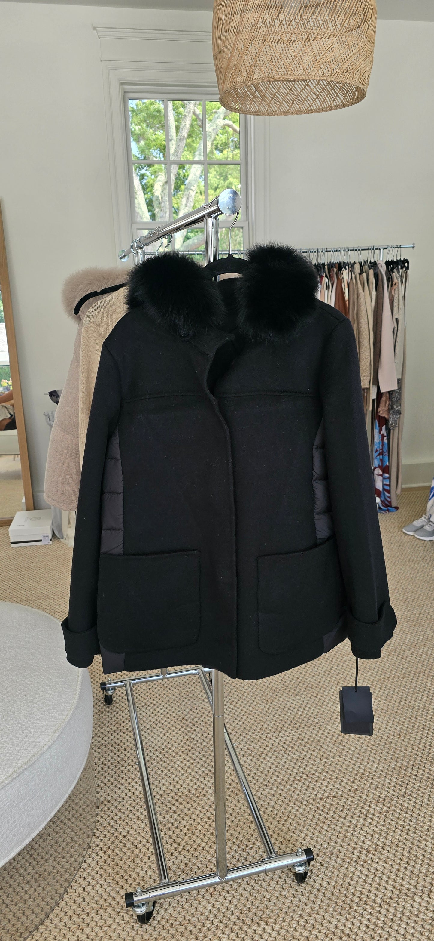 Cashmere and nylon jacket with hood