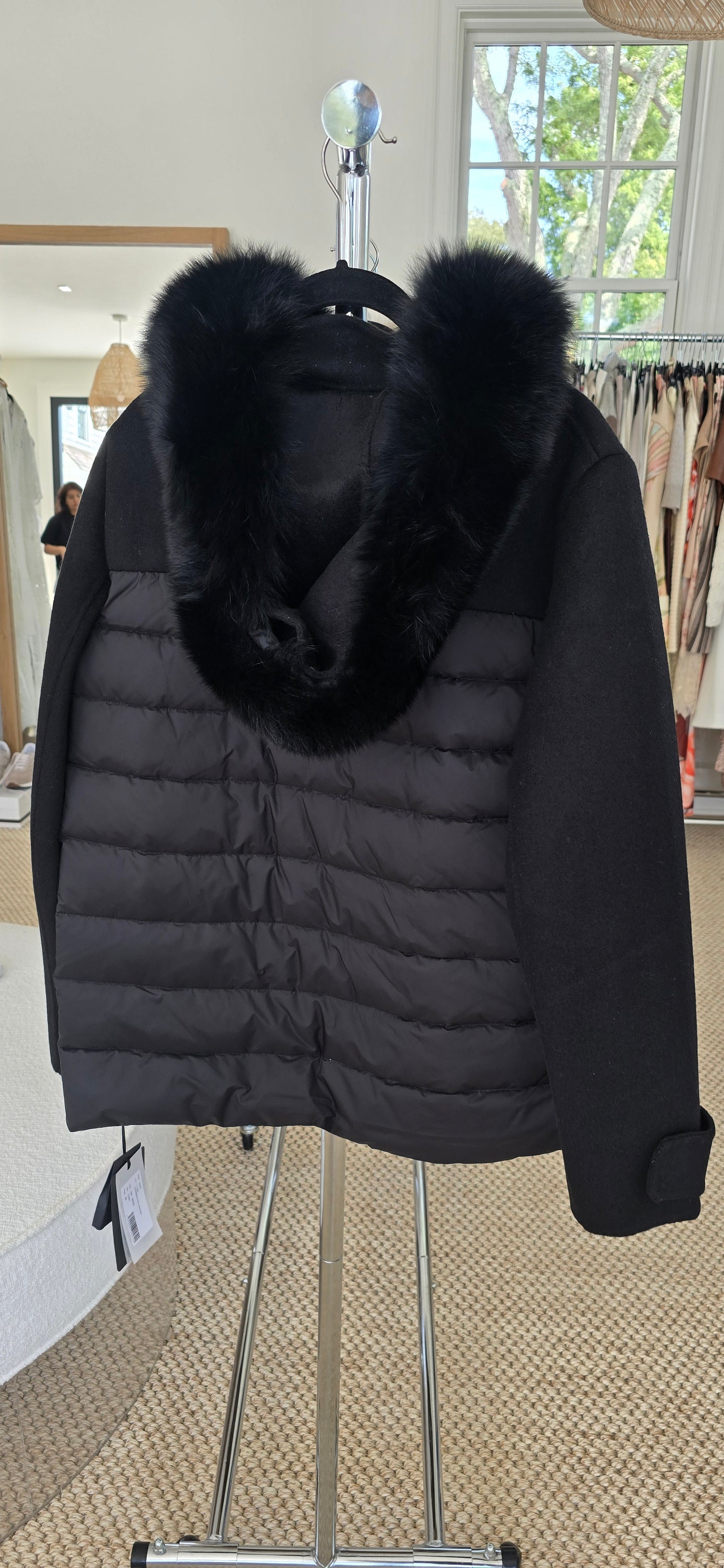 Cashmere and nylon jacket with hood