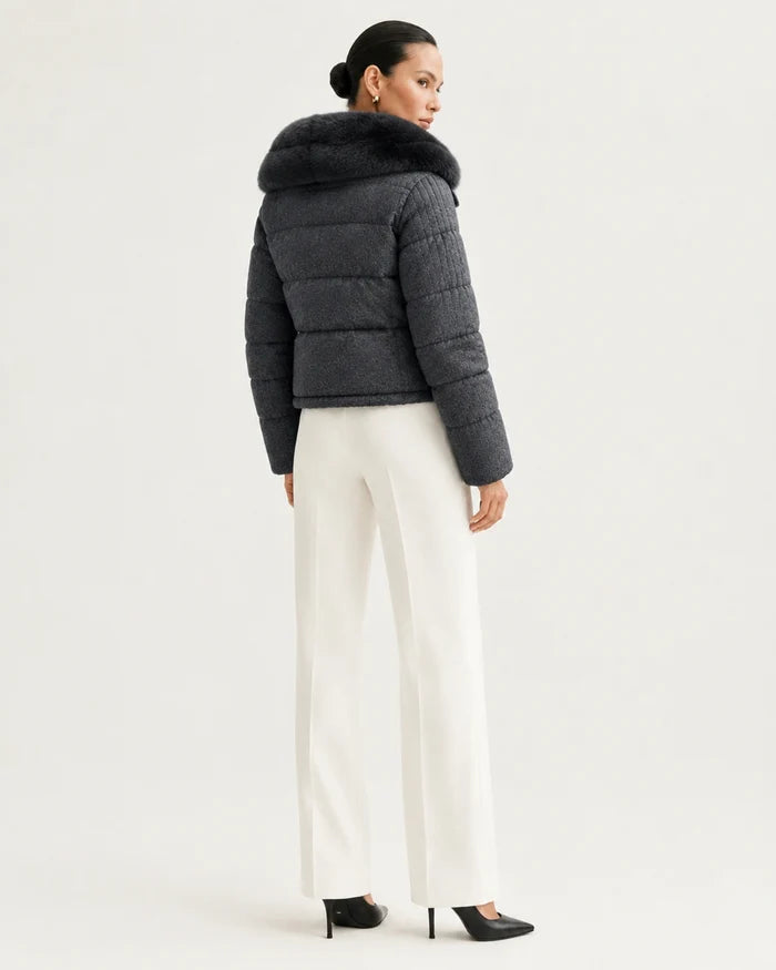 Down jacket with mink collar