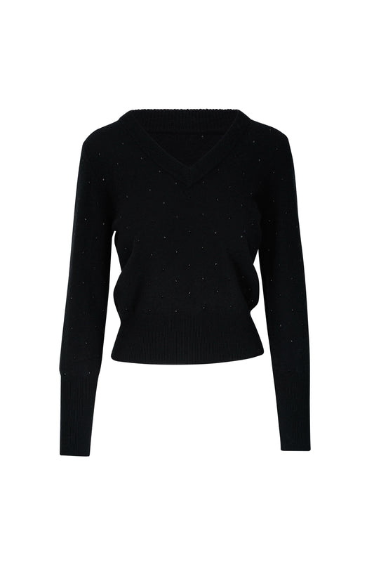 Cashmere Crystal V-neck Sweater