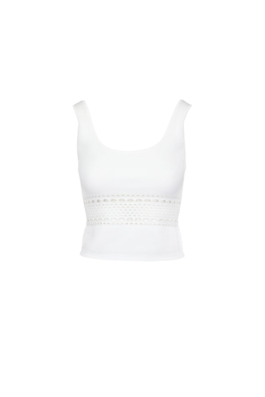 Fitzgerald Ivory Open Stitch Knit Tank