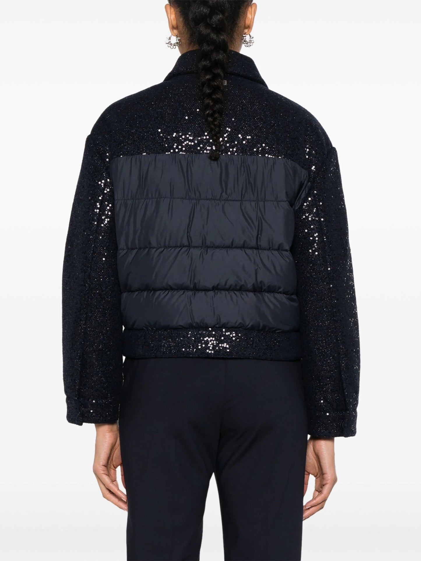 Sequin-embellished down jacket