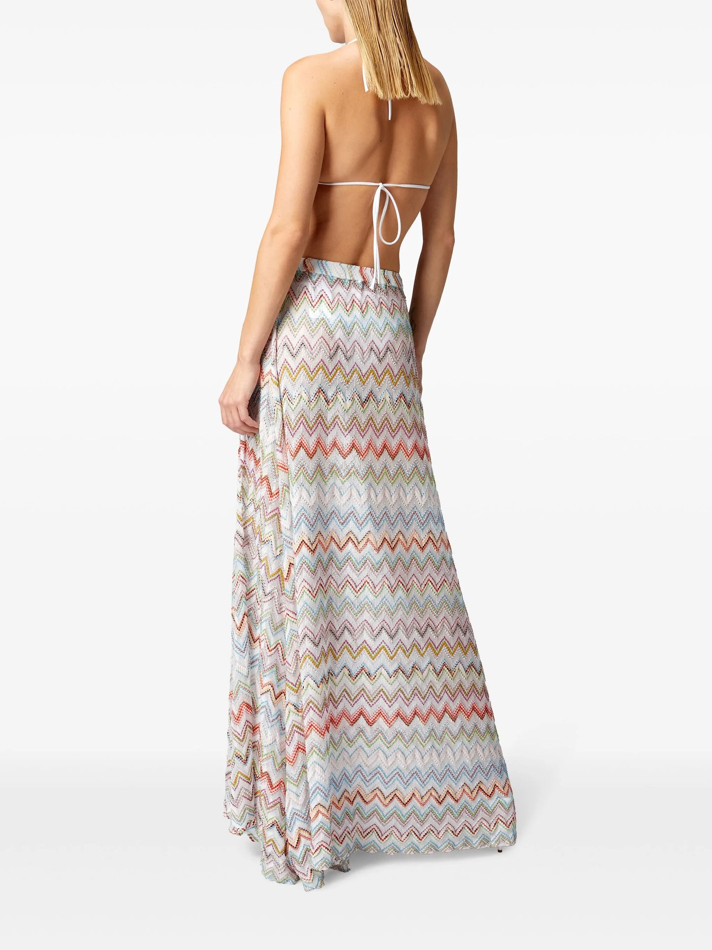 Zigzag-woven maxi skirt