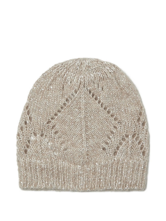 Knitted eyelet beanie