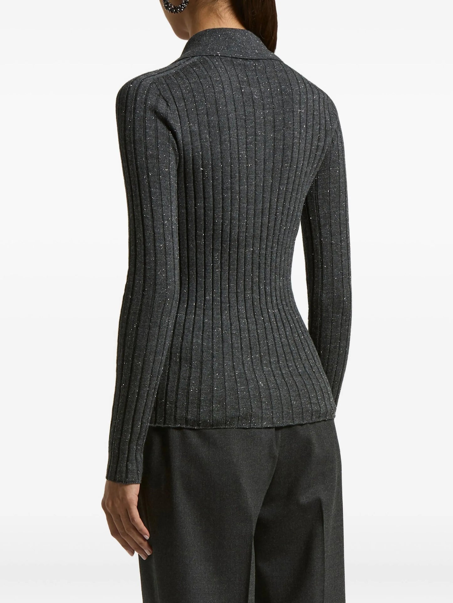 Ribbed polo-neck pullover