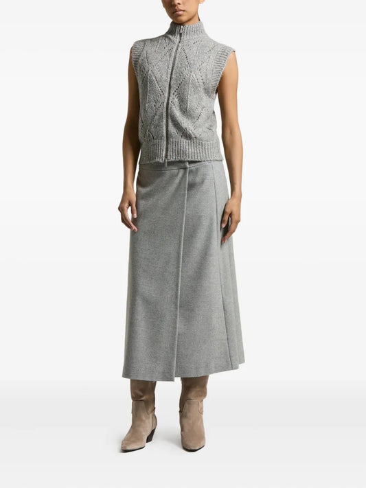 Zip-front sleeveless cardigan