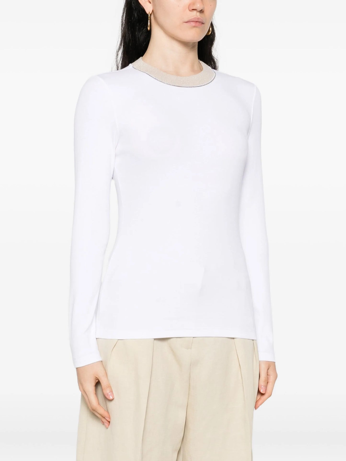 Woman t-shirt Stretch Two tone collar
