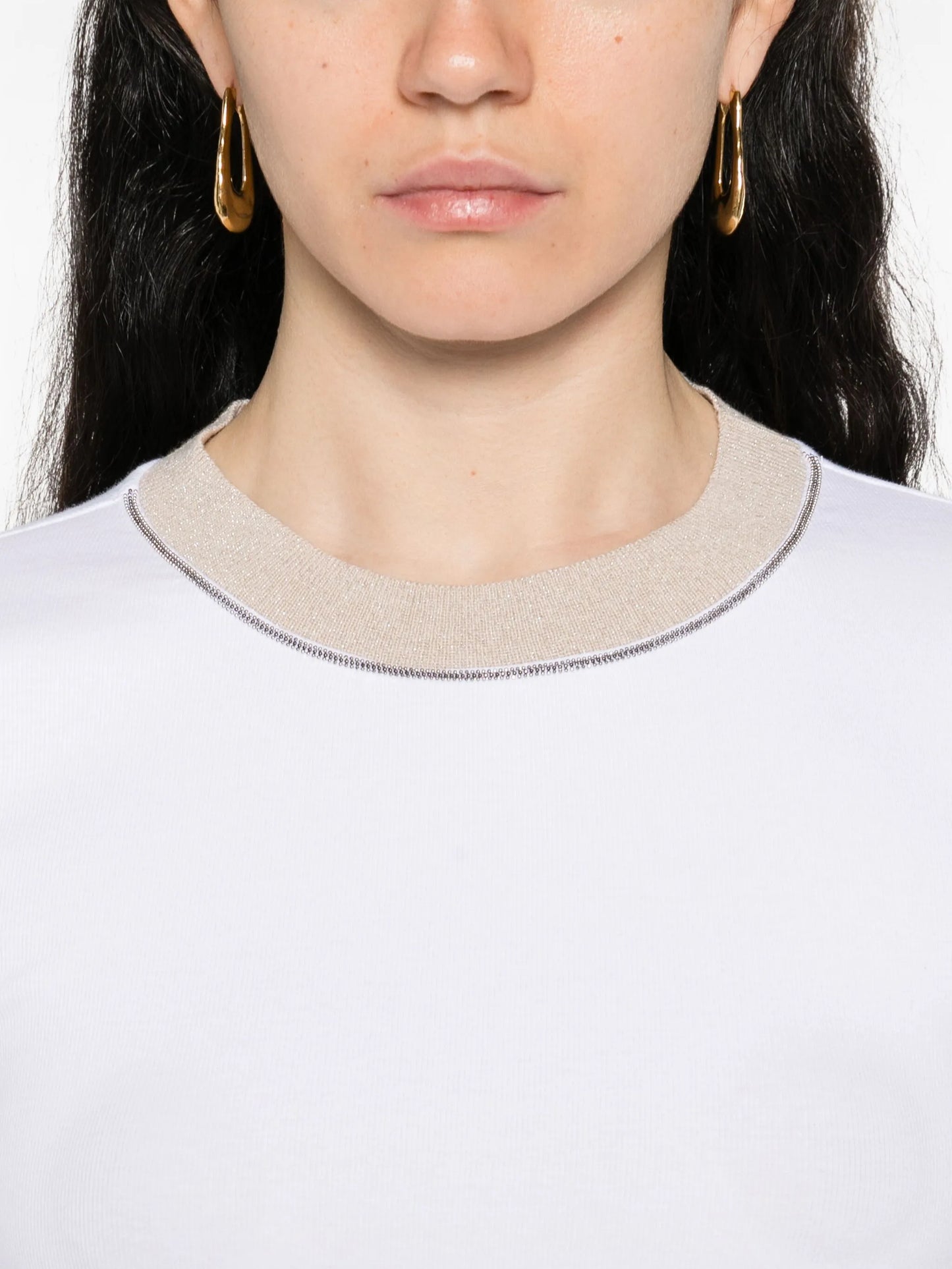 Woman t-shirt Stretch Two tone collar