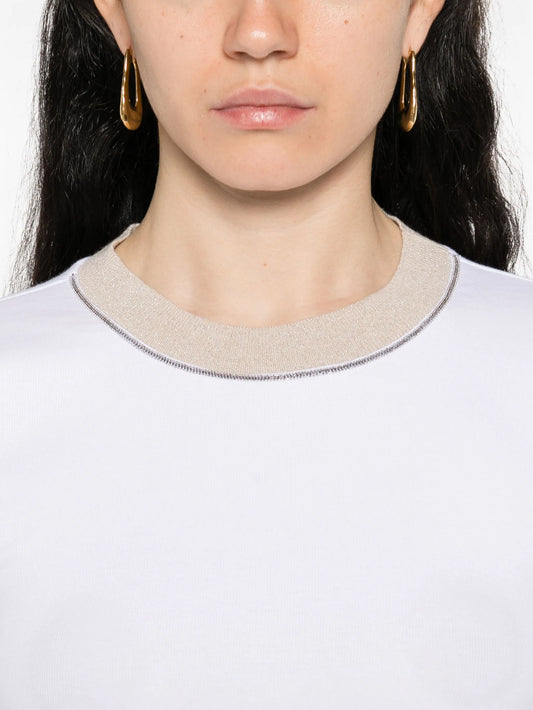 Woman t-shirt Stretch Two tone collar