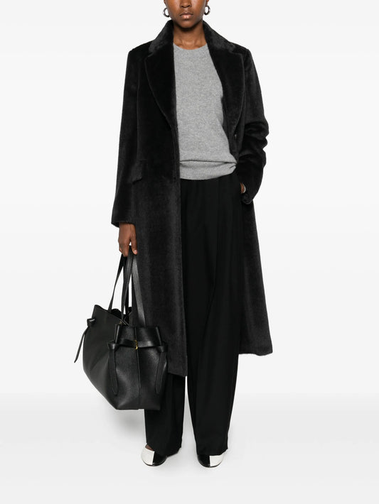 Notched-lapel buttoned coat