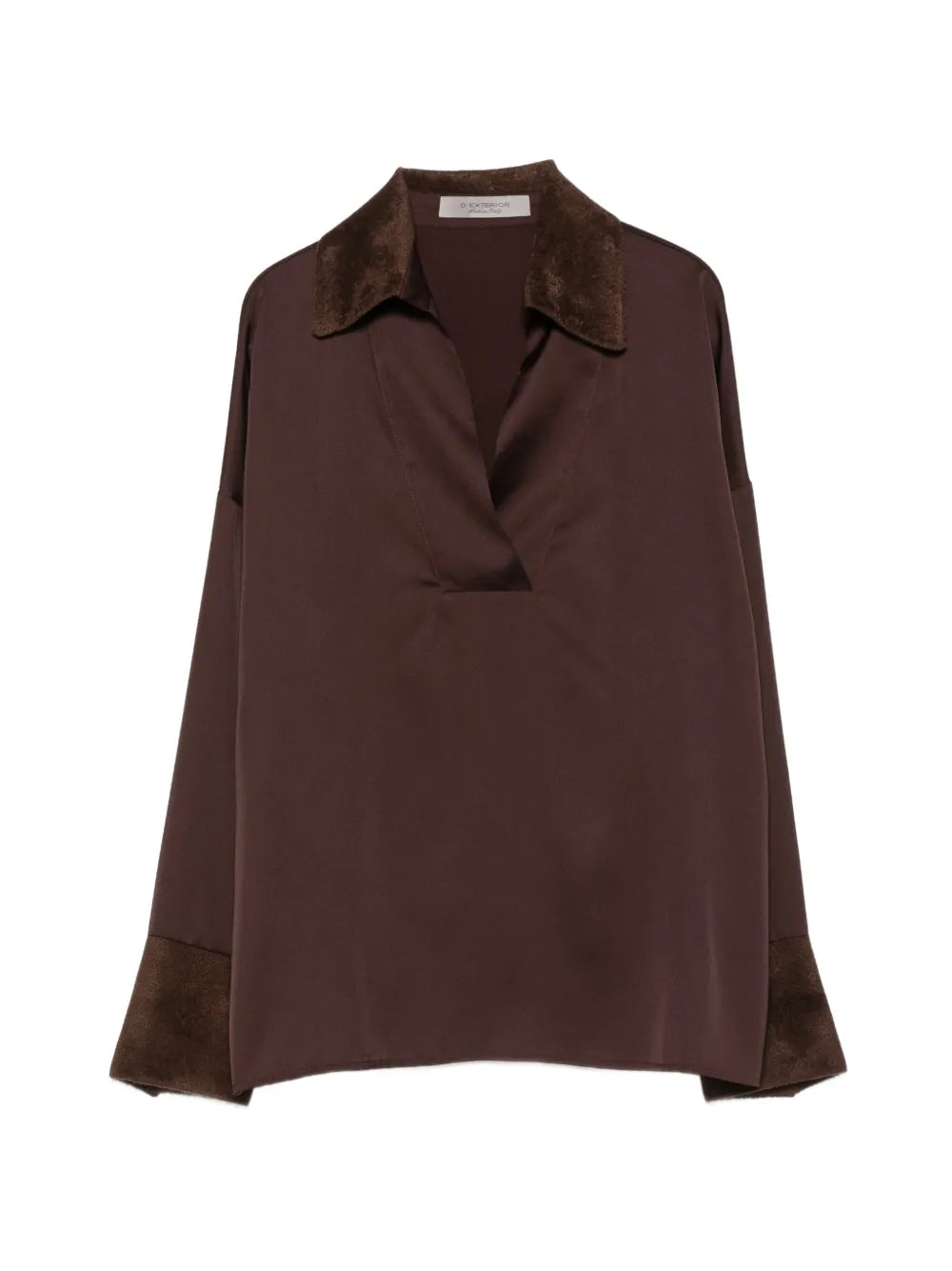 Contrast-trim V-neck shirt