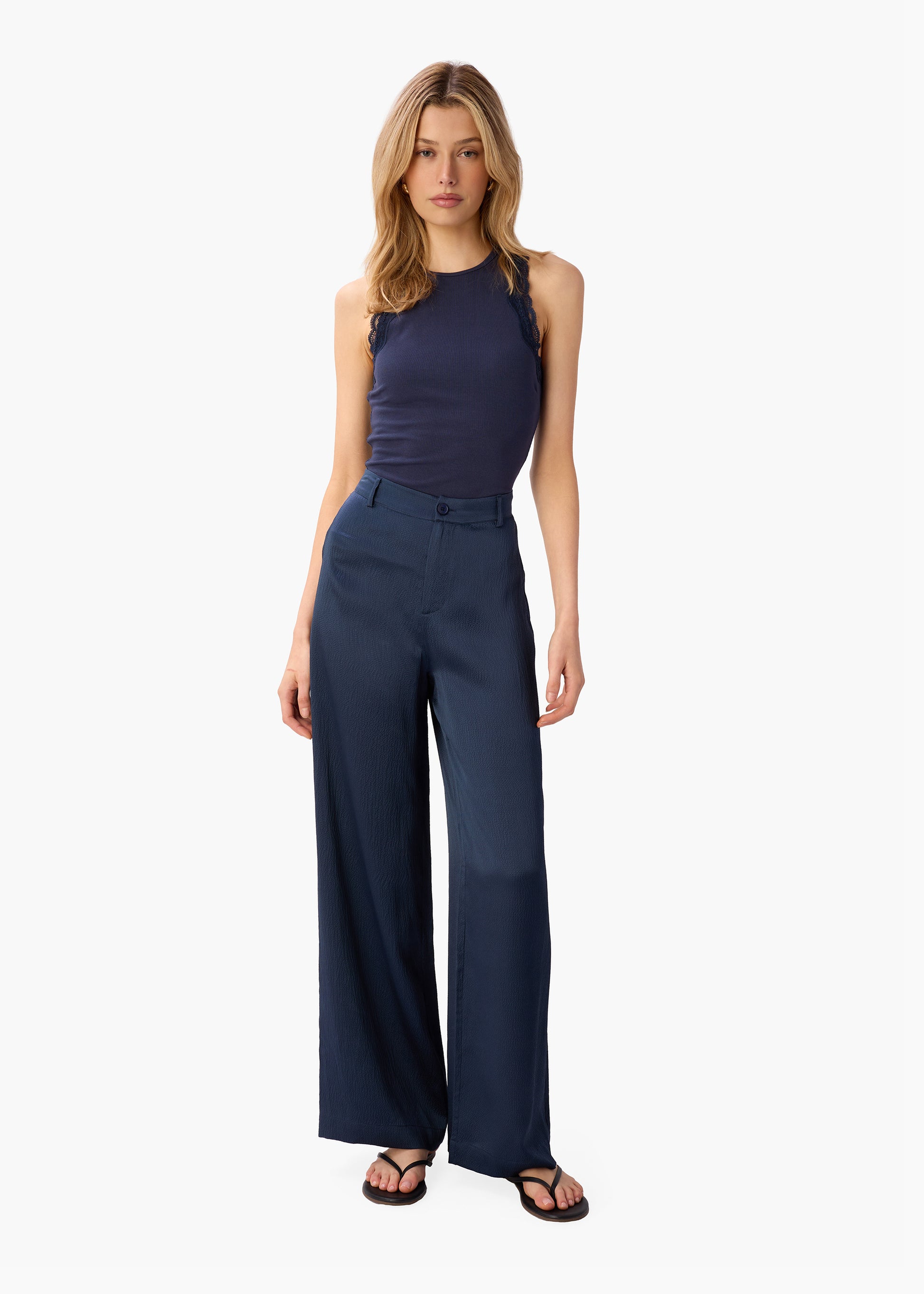 Kyley High Rise Hammered Silk Pant