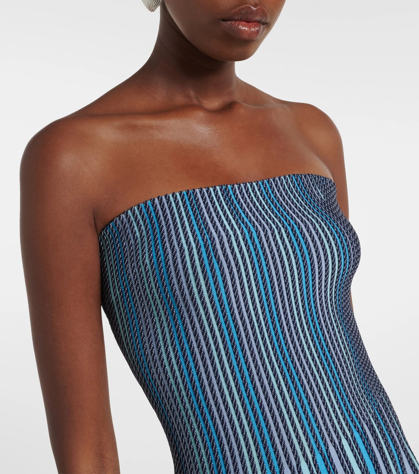 Soleil Corded Strapless Midi-Dress